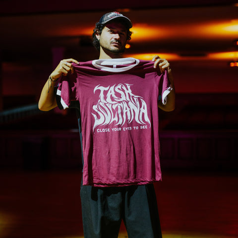 BURGANDY RINGER TEE