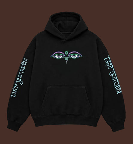 SANSKRIT EYES BLACK HOODIE