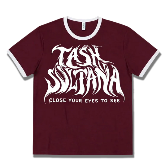 BURGANDY RINGER TEE