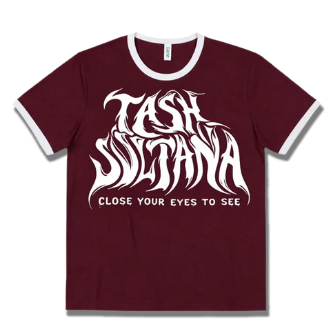 BURGANDY RINGER TEE